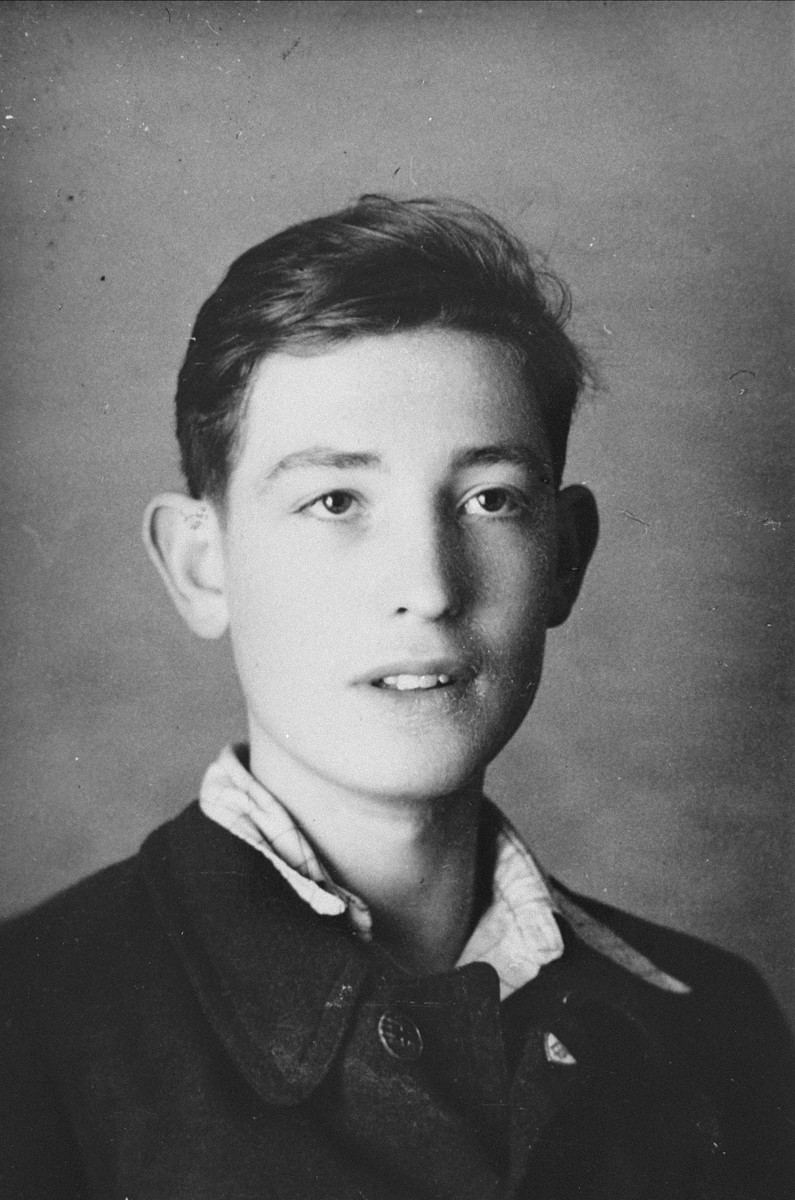 Portrait of a German youth who deserted from the German army during World War II and came to reside at the Les Grillons children's home in Le Chambon.