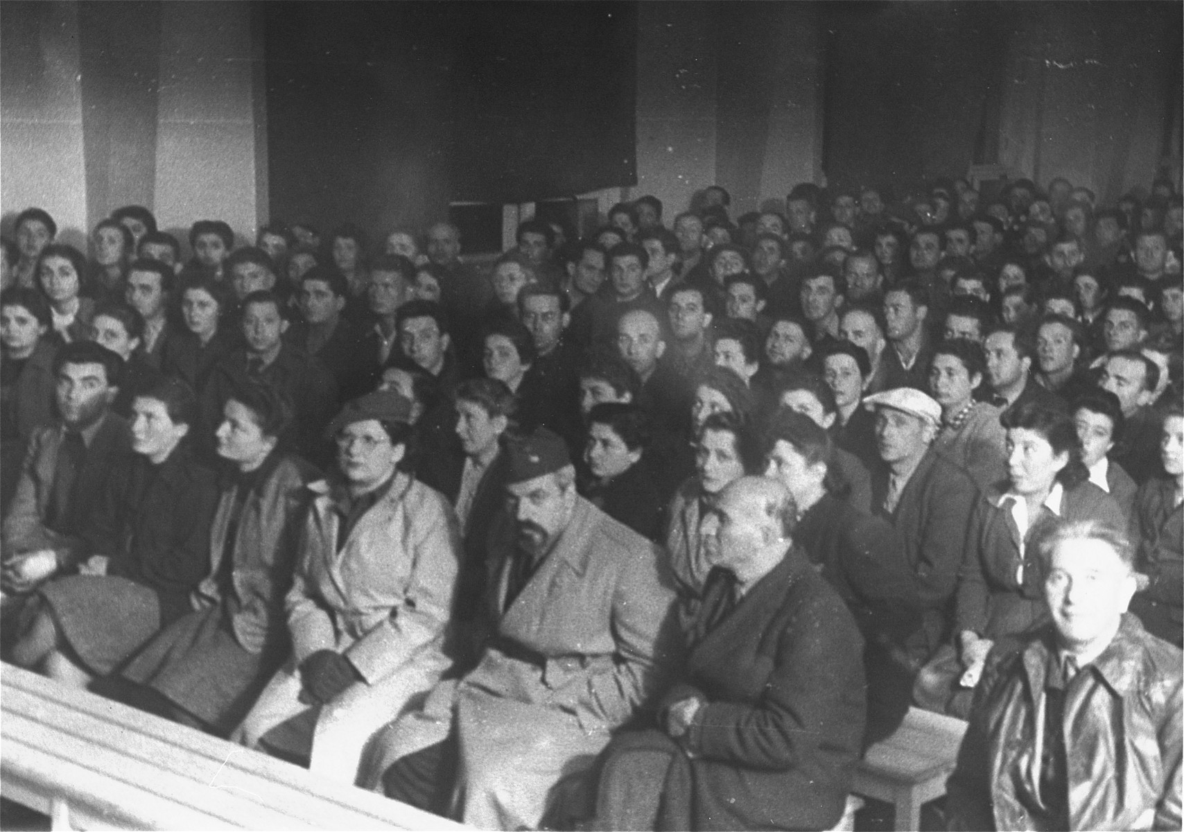 View of the audience on the opening day of the first conference of the Central Committee of Liberated Jews in the U.S. Zone of Germany.