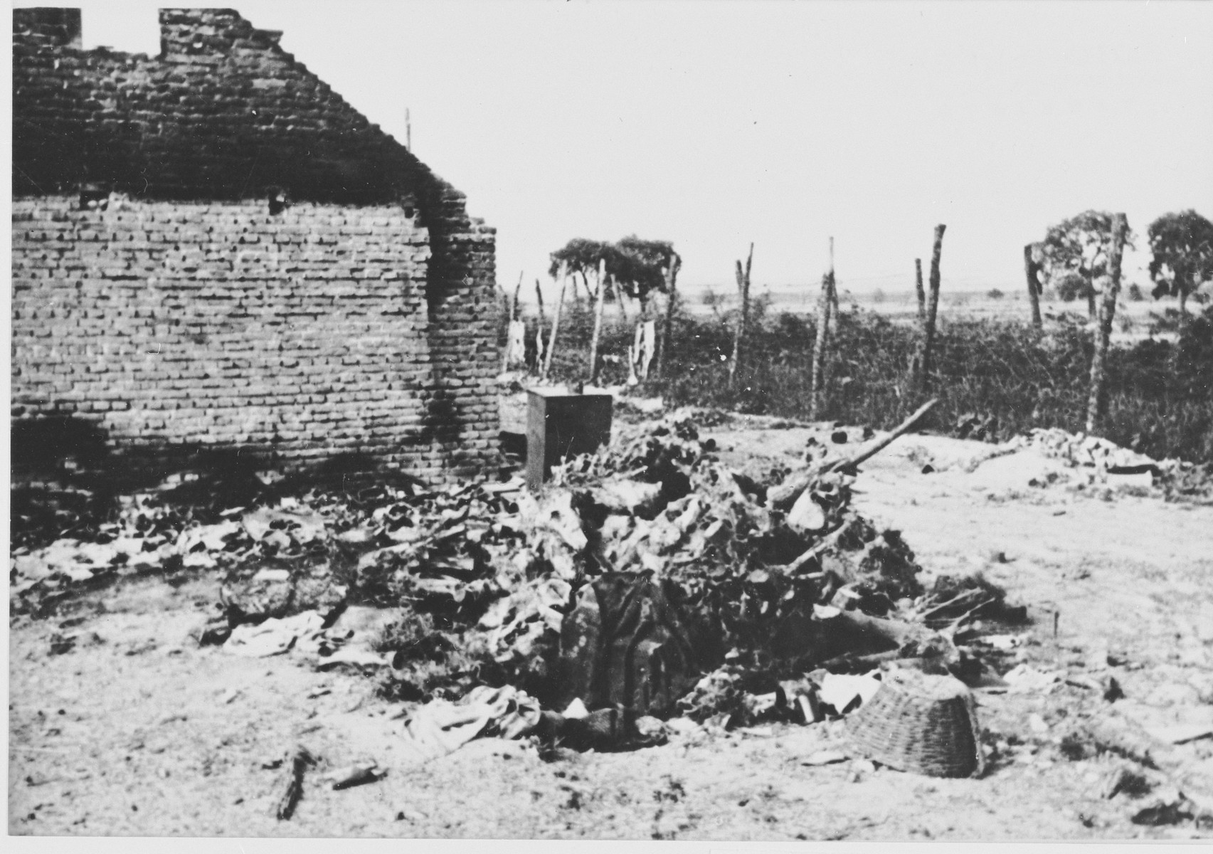 View of the ruins of the prisoners' kitchen at the Jasenovac concentration camp.