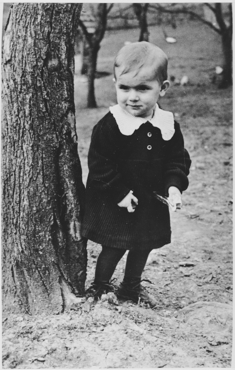 Portrait of Milena Jajcanin, a Serbian child who at the age of three was forcibly separated from her mother by Ustasa milita and taken to a Croatian camp.  Her mother eventually found her at the Sisak concentration camp for children.