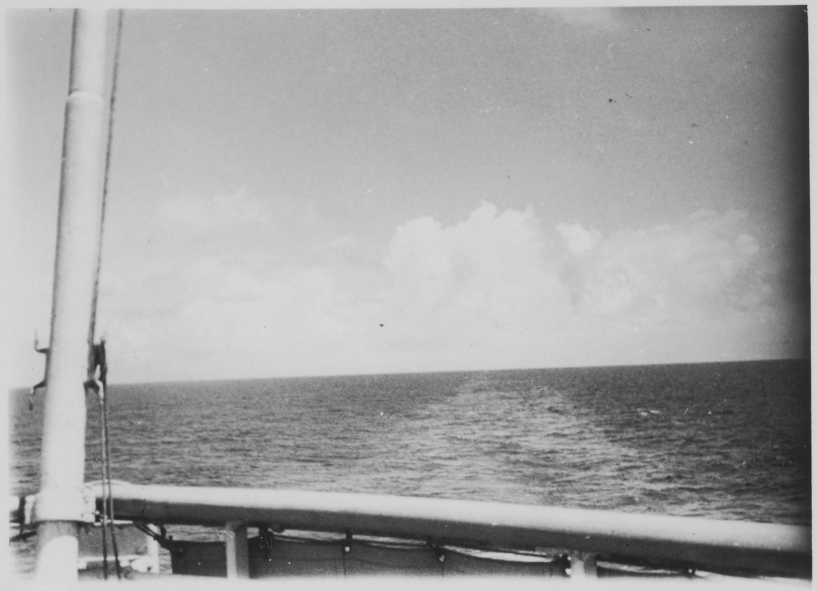 View of the ocean taken from the deck of the MS St. Louis.