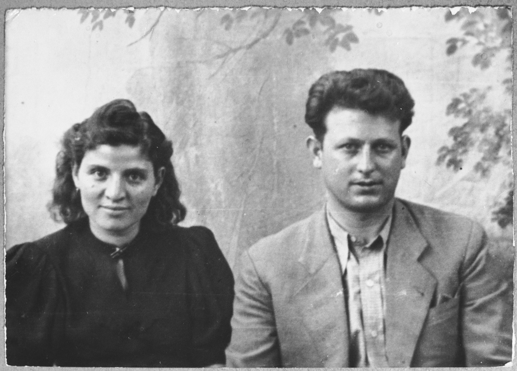 Portrait of Isak Kassorla, son of Mushon Kassorla, and Isak's wife, Luna.  Isak worked in leather goods.  They lived at Gostivarska 7 in Bitola.
