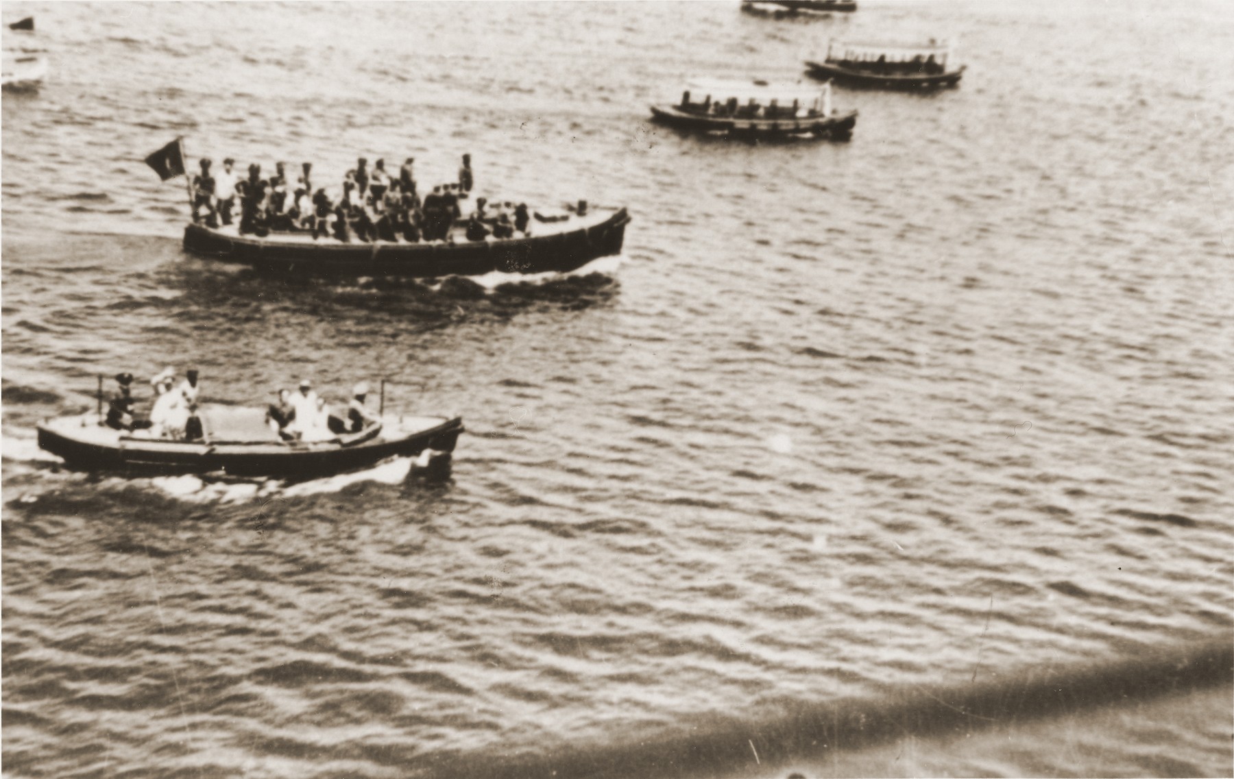 View of Havana harbor with several small boats carrying relatives of St. Louis passengers, Cuban officials and other negotiators seeking to resolve the St. Louis crisis.
