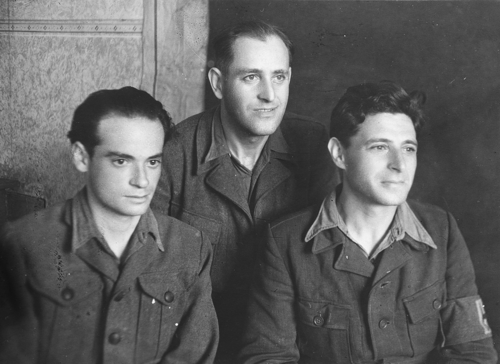 Portrait of three Hungarian-Jews captured while in a forced labor brigade and sent to a Soviet Prisoner of War camp in Gorky.

Denes Simonyi is pictured on the left.  In the center is Jozsef Kupfer, and on the right is Marton Klein.