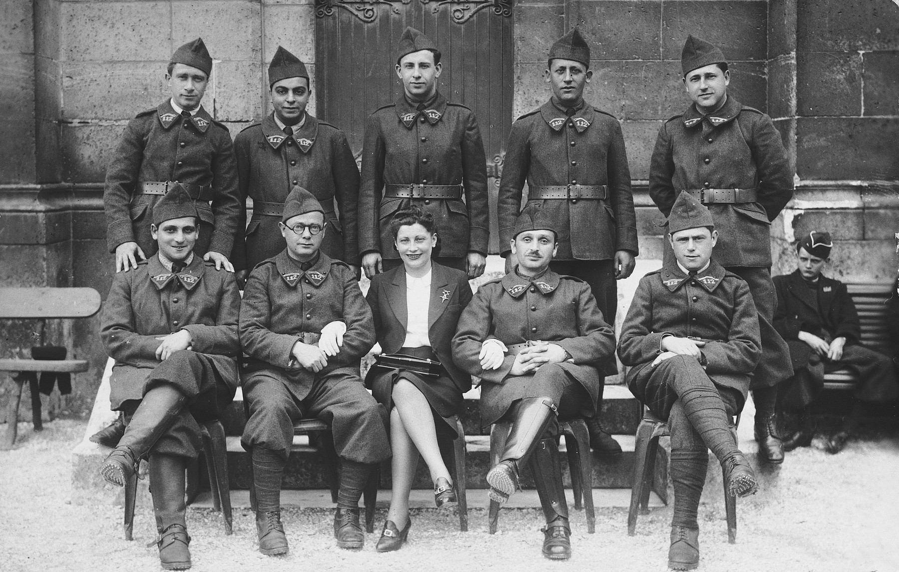 Group portrait of French soldiers shortly after the German invasion.

Among those pictured is Mattieu Findling (first row, far right), a foreign born Jew in the French army.