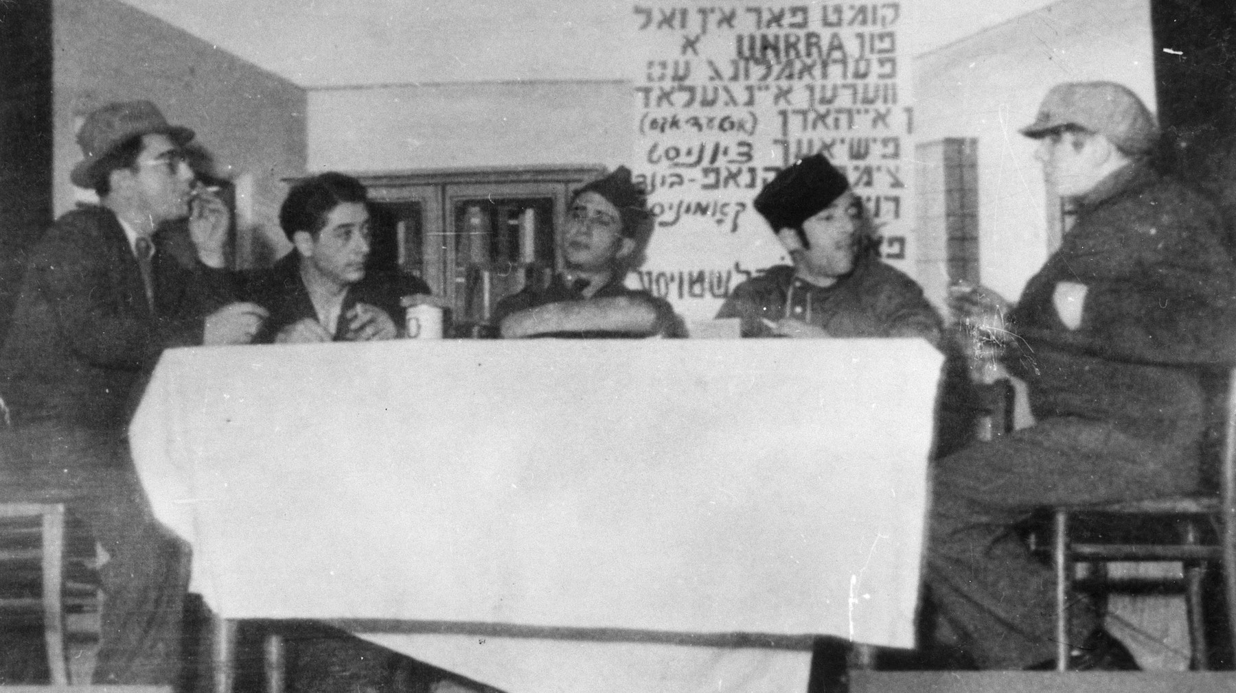 A drama group performs a play in the Zeilsheim displaced persons' camp.