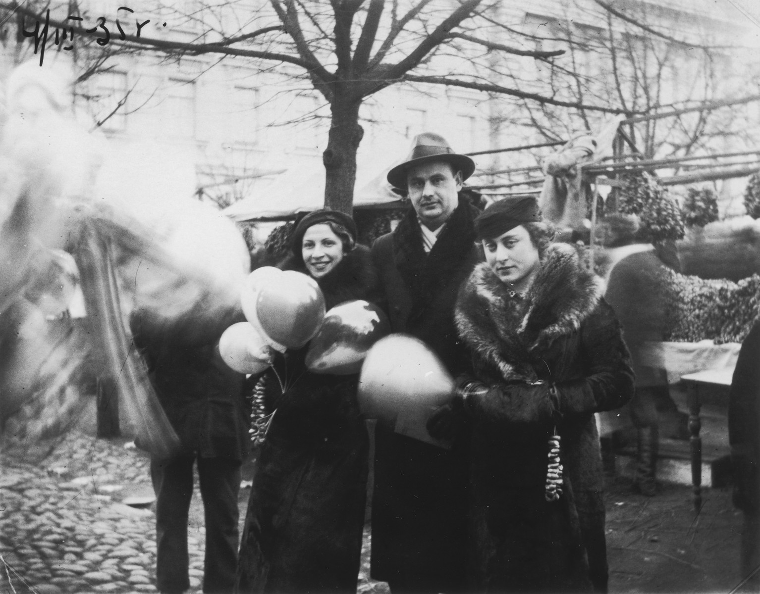 Two Jewish women visit the outdoor mushroom market in Vilna.

Raya Markon is pictured on the left; Raya Lewin is on the right.