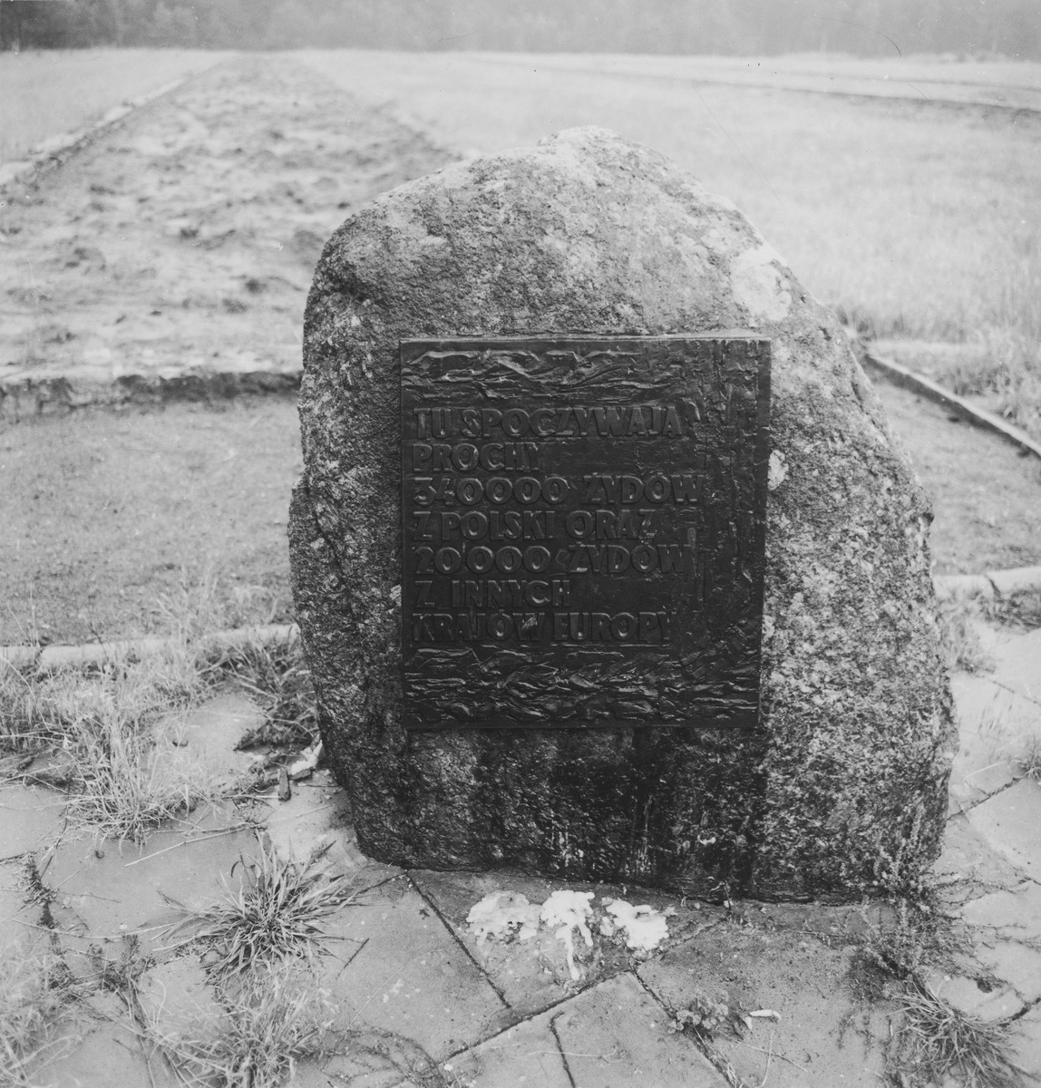 A stone memorial to the 340,000 Polish and 20,000 other Jews murdered in the Chelmno death camp.