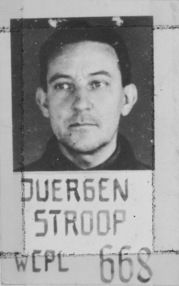 Mugshot of SS General Juergen Stroop, a defendant in the Superior Orders trial.