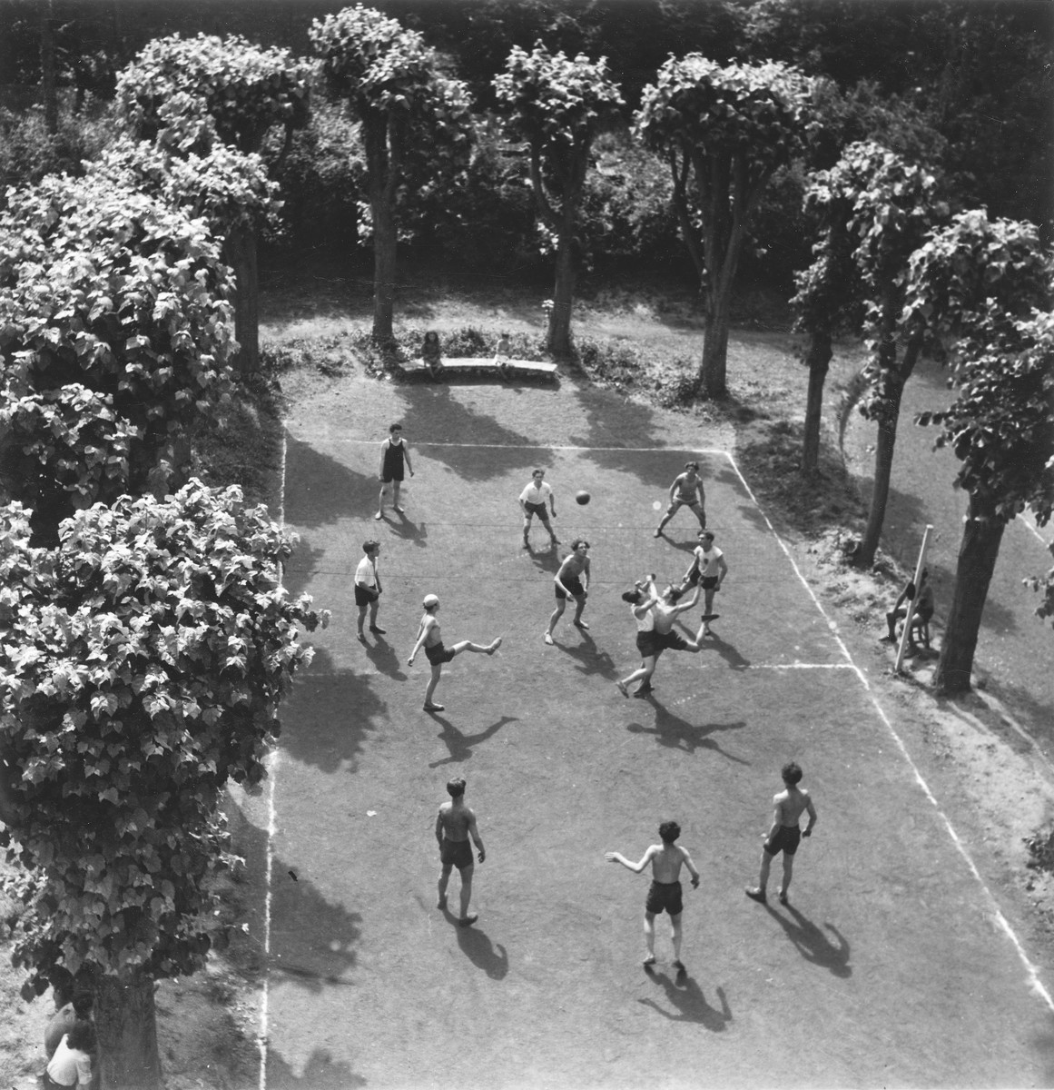 Children play ball in Gournay-sur-Marne, an OSE kinesthetic institute for children with bone deformations.