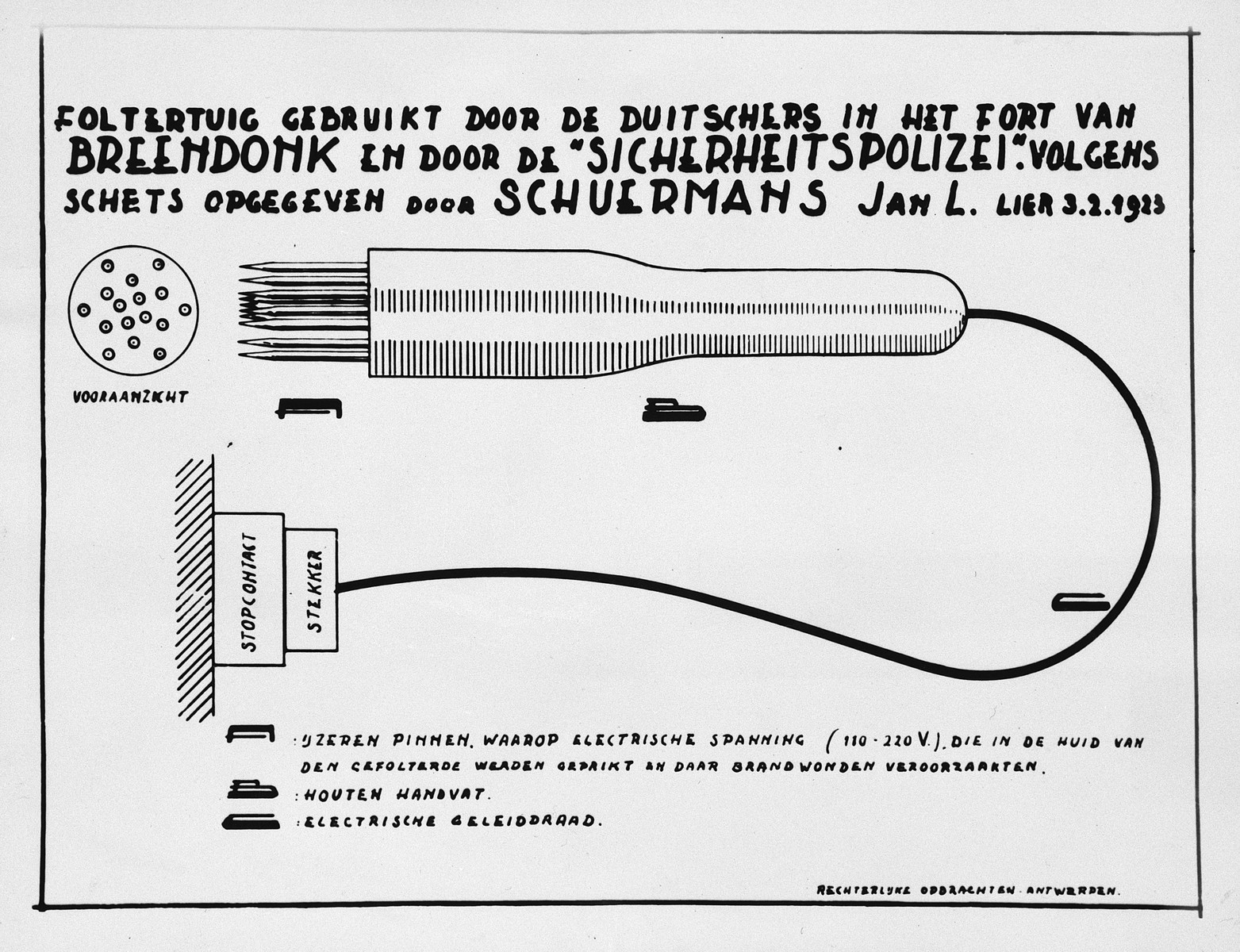Illustration of one of the torture devices used in Breendonck.