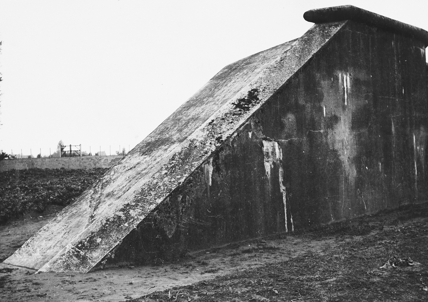 View of a steep ramp in the Breendonck concentration camp.  Prisoners were forced to crawl up and down this ramp with back packs filled with stones.