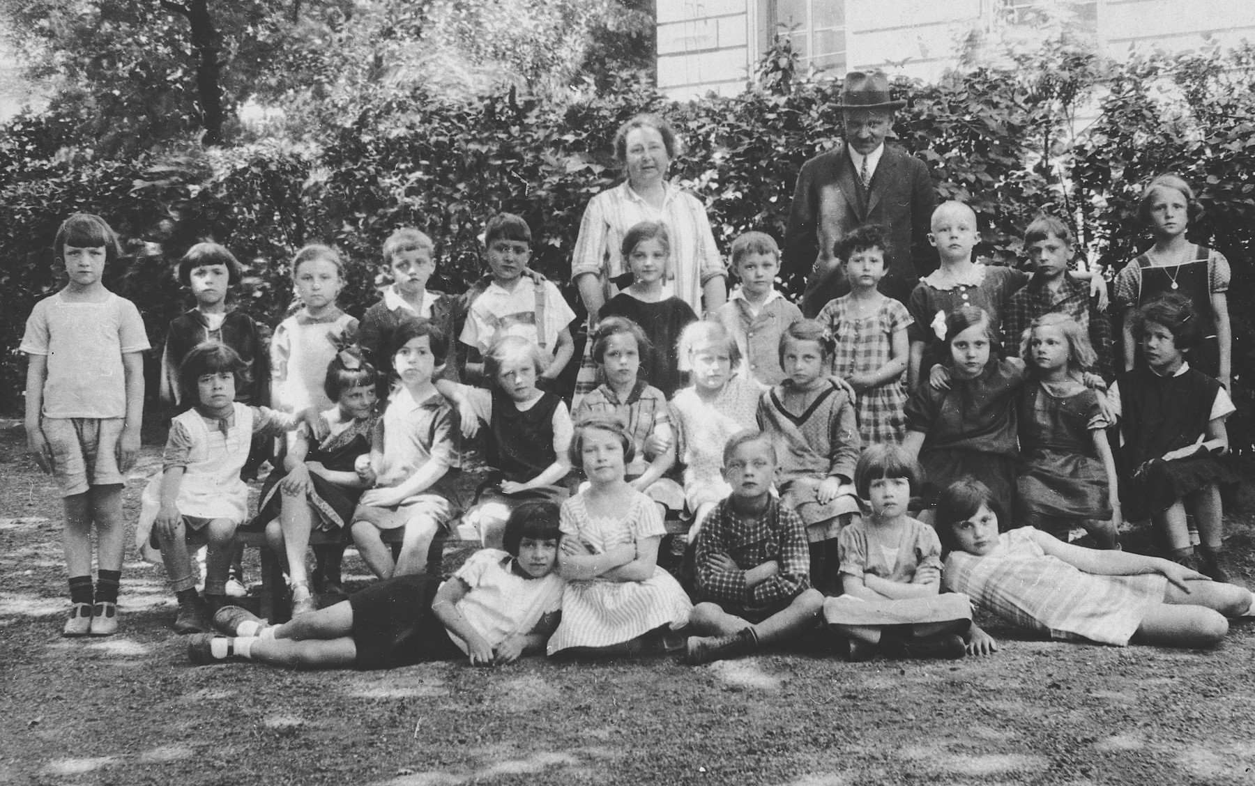 Austrian and Jewish children in a first grade class in Vienna Austria.

Hanni Deutsch is pictured in the second row on the far right.