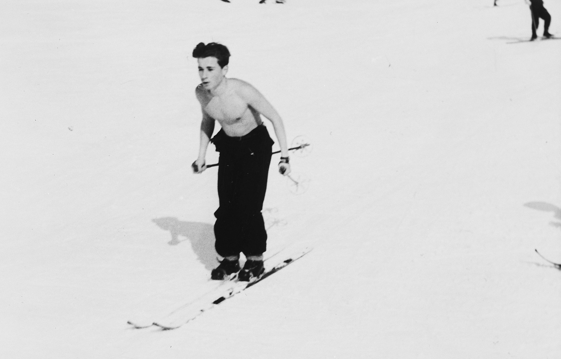 Si Frumkin skies down a mountain near his school in Goldern, Switzerland.