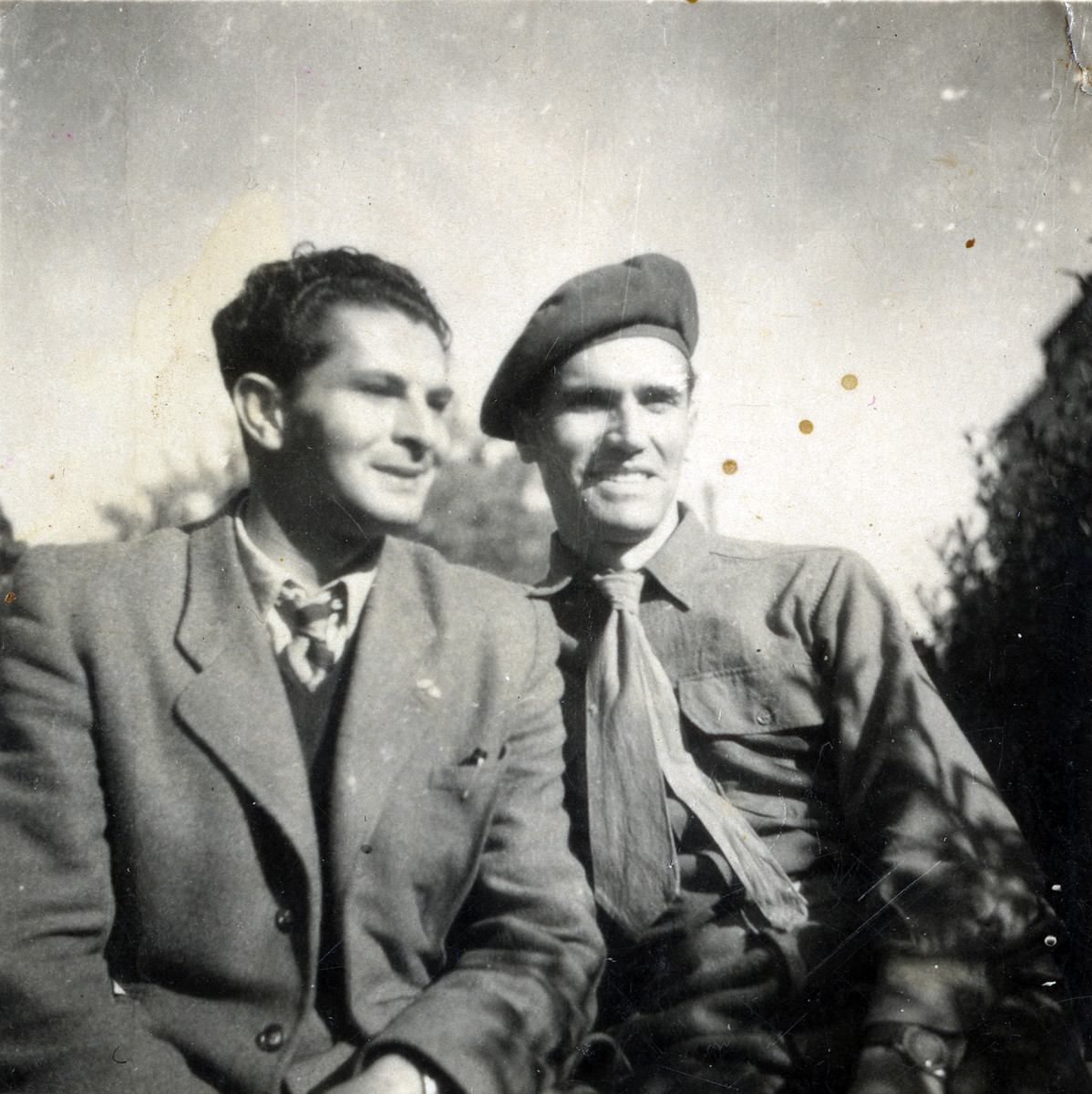 Close-up portrait of Ernst Hellinger (right) with Zoltan Yakubovich (left).