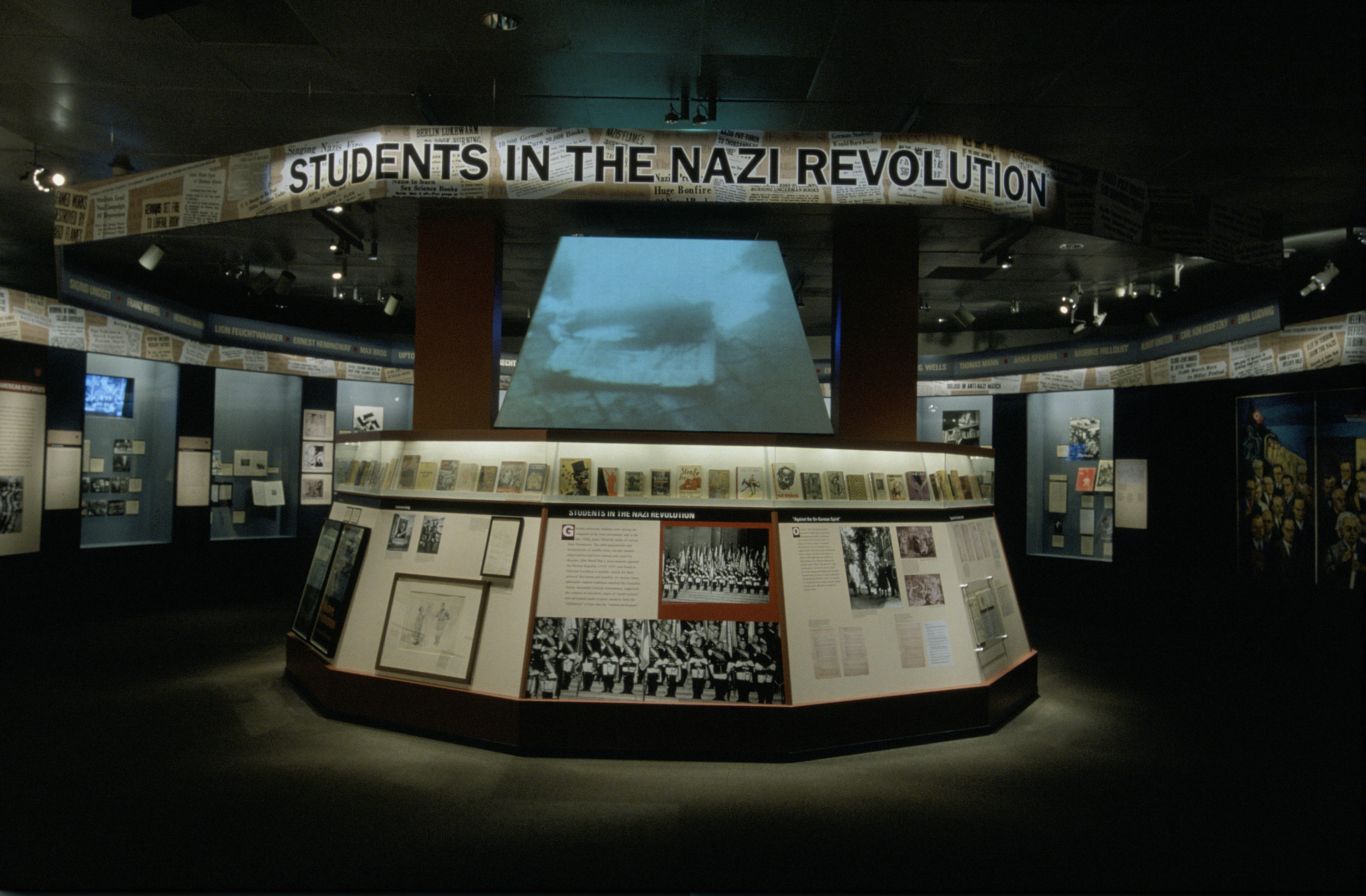 View of the Students in the Nazi Revolution section of the special exhibition "Fighting the Fires of Hate: America and the Nazi Book Burnings" (April 29 -- October 13, 2003), U.S. Holocaust Memorial Museum.