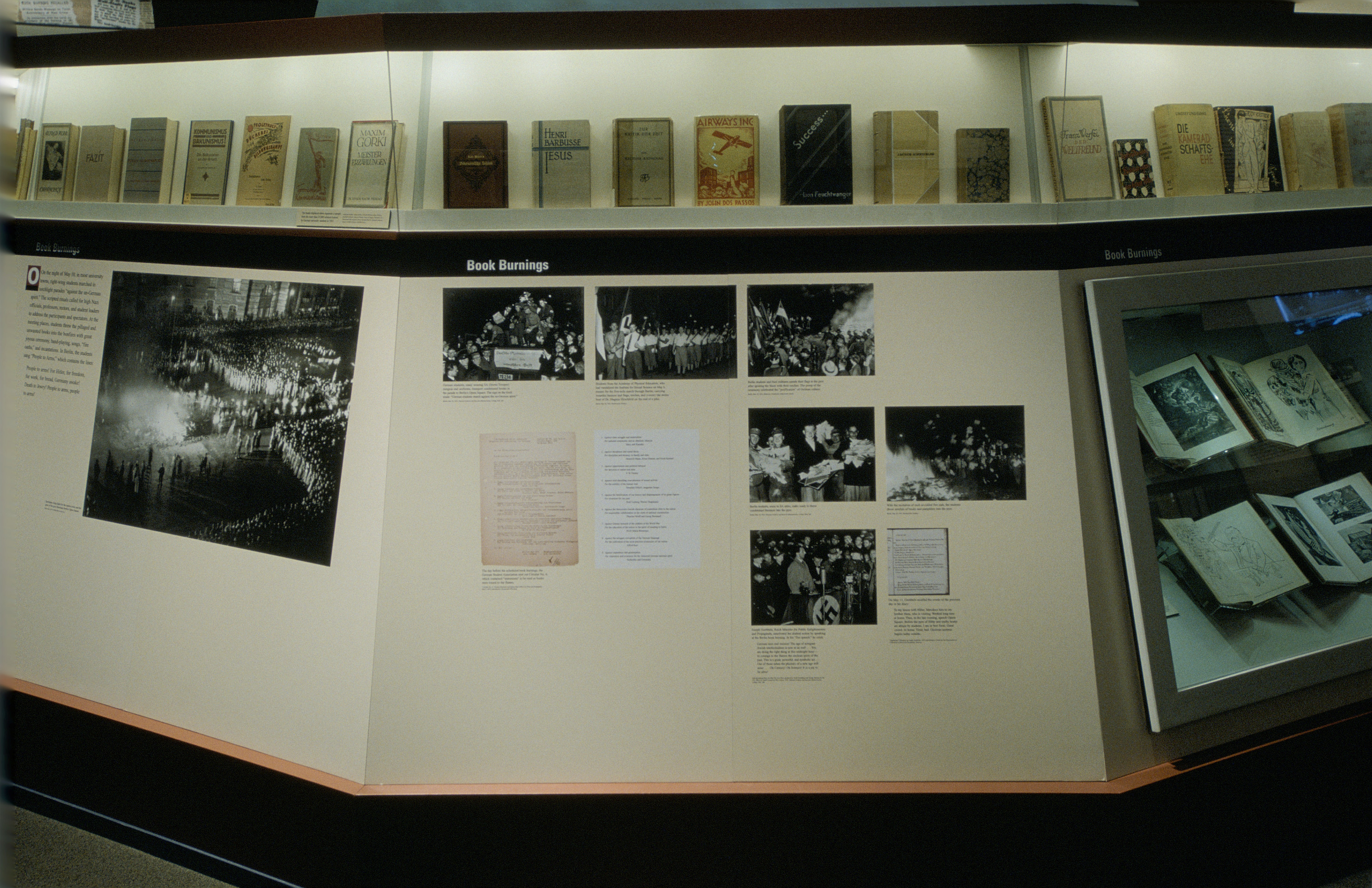 View of a panel of the Students in the Nazi Revolution section of the special exhibition "Fighting the Fires of Hate: America and the Nazi Book Burnings" (April 29 -- October 13, 2003), U.S. Holocaust Memorial Museum.
