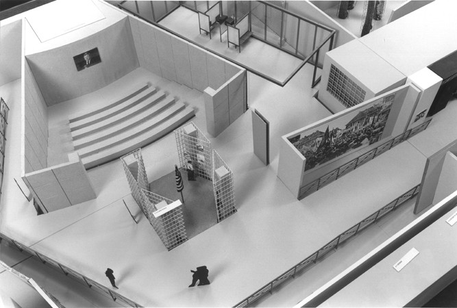 Detail of one of the models of the permanent exhibition at the U.S. Holocaust Memorial Museum, showing a section of the second floor.