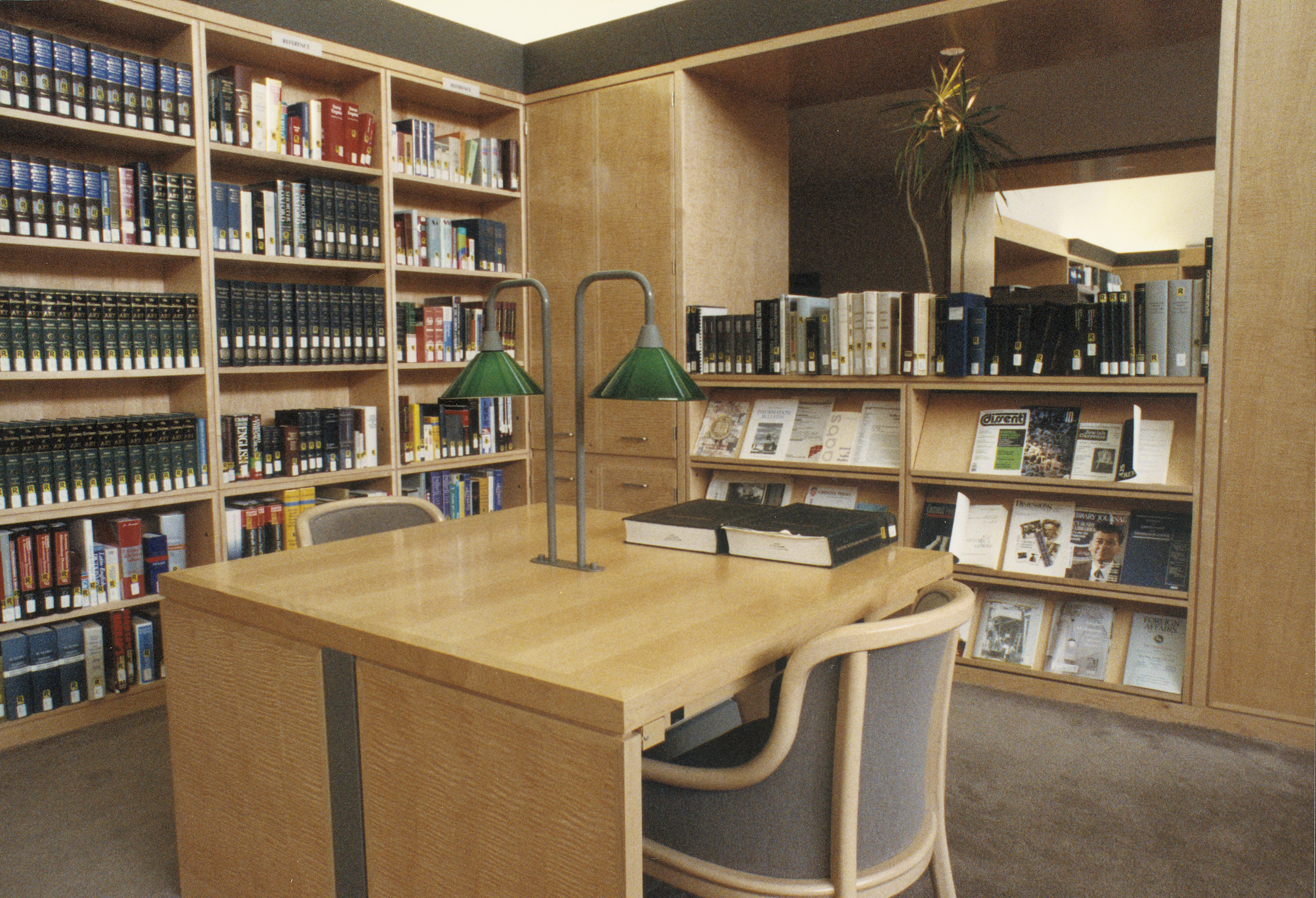 View of the library reading room on the fifth floor of the U.S. Holocaust Memorial Museum.