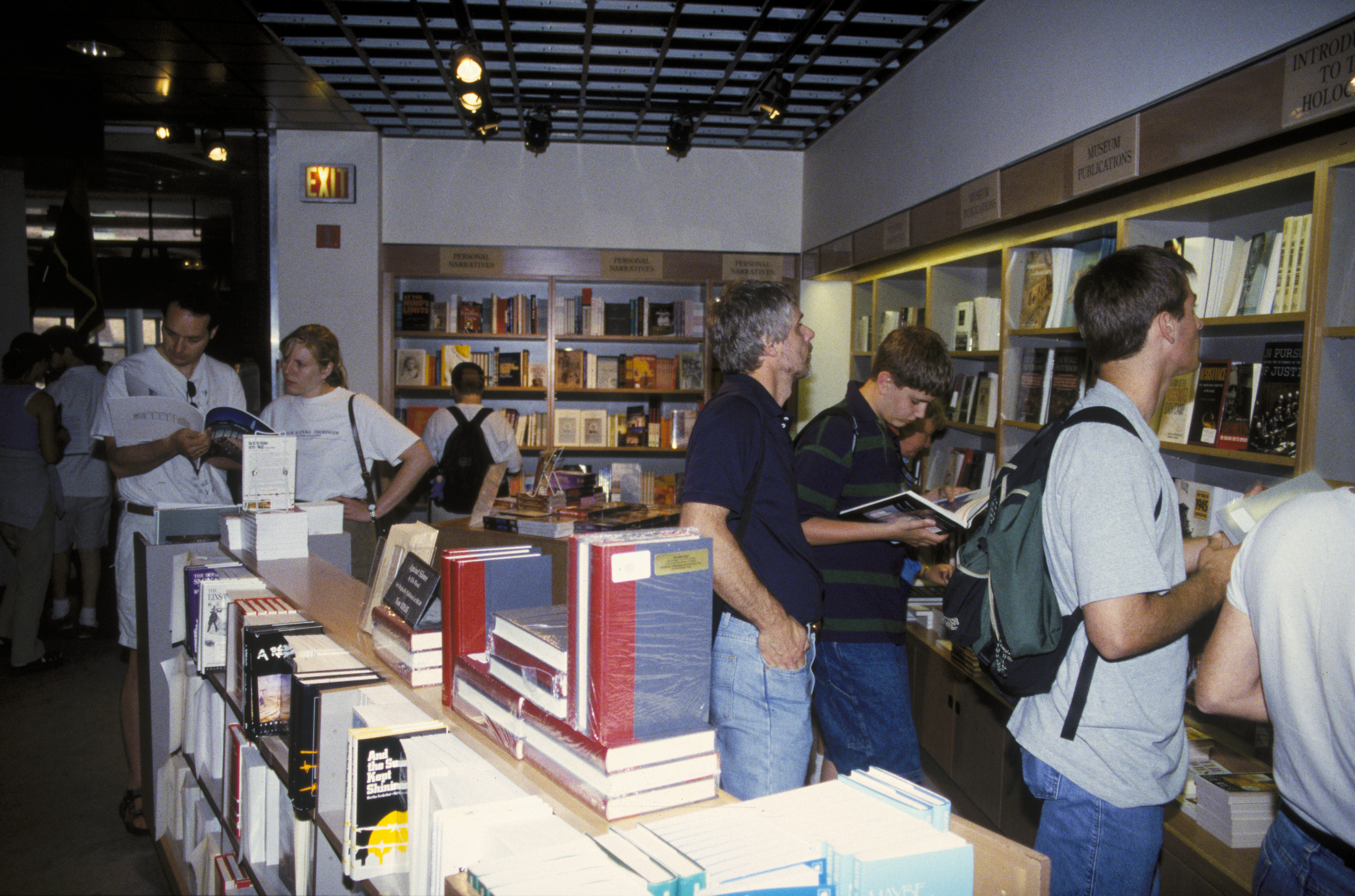Visitors in the museum shop and bookstore on the first floor of the U.S. Holocaust Memorial Museum.