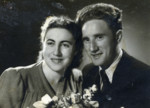 Postwar wedding photograph of survivors from Kalisz, Poland.