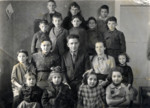 Group portrait of a school in Heidenheim displaced persons camp.