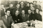 Farewell party for Leyzer Ran, a prominent postwar chronicler of Jewish life in Vilna.