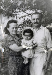 Guta and Henryk Graubart with their daughter, Miriam, in the Pocking displaced persons camp.