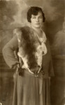 Studio portrait of a German Jewish woman wearing a fur stole.