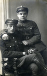 Studio portrait of two Lithuanian Jewish soldiers.