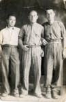 Portrait of three survivors shortly after their  liberation from the Dachau concentration camp.