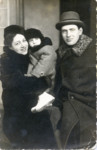Portrait of Jewish Lithuanian family.

Pictured are Basia (nee Kopelanski) with her husband Feivel Freiman, and their their daughter Ilinka.