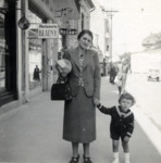 A Jewish mother and her son on a city street in Teplice.