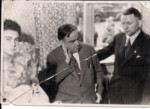 Fiorello La Guardia visits the Hanover displaced persons camp, in his role as Director General for the United Nations Relief and Rehabilitation Administration (UNRRA).