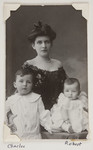 Therese Bloch-Bauer poses for a portrait with sons Karl (left) and Robert.