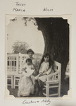 Therese Bloch-Bauer seated on a bench with daughters Maria (left) and Luise.