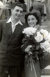 Wedding portrait of Thea and Josef Friedman who married in a civil ceremony in post-war Cernauti.