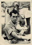 Eugene Leibovitz holds his son George n the Cremona displaced persons camp.