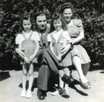 Rabbi Yehuda Lipot and Sara Meisels pose with their two daughters Yehudit (left) and Miriam (right) in the Pocking displaced persons camp.