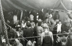 Jewish refugees crowd onto the hull of the Hatikvah.