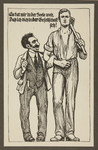 Antisemtic propaganda depicting a stereotypical white collar Jewish man linking arms with a blue collar worker.