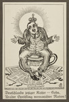 Antisemitic propaganda of a stereotypical Jewish man posed atop the German Republic as a chamber pot under which various left-leaning German newspapers are strewn.