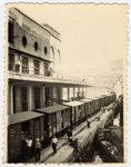 Passengers arrive by train to the port of Naples where they will board the S.S.
