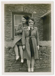 Close-up of two teenage girls who came to England on a Kindertransport.