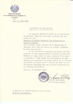 Unauthorized Salvadoran citizenship certificate made out to Rabbi Schmuelis Aba Sniegas and his family by George Mandel-Mantello, First Secretary of the Salvadoran Consulate in Geneva and sent to them in Kaunas.