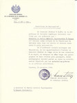 Unauthorized Salvadoran citizenship certificate made out to Rabbi Motelis Pagermanskis by George Mandel-Mantello, First Secretary of the Salvadoran Consulate in Geneva and sent to him in Kaunas.