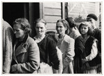 Polish women line up for bread distribution in besieged Warsaw.