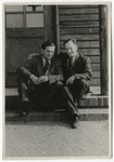 Portrait of two men in the Schlachtensee displaced persons' camp.