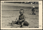 Manny Mandel plays on the beach with his toys in Crikvenica on the Dalmation coast .