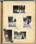 Page from a baby book containing five photographs of Jacqueline Mendels at age 1.